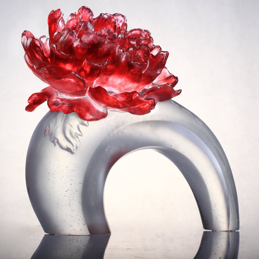 Crystal Flower, Peony, Opulent Fragrance - LIULI Crystal Art