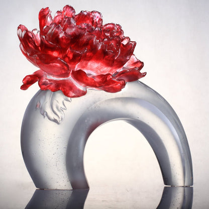 Crystal Flower, Peony, Opulent Fragrance - LIULI Crystal Art
