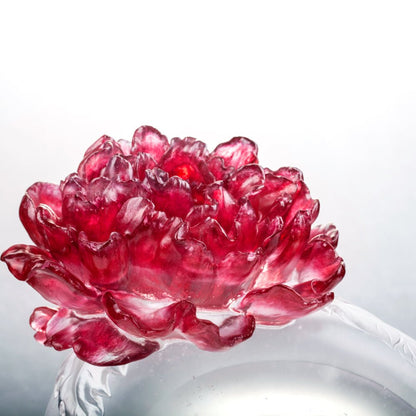 Crystal Flower, Peony, Opulent Fragrance - LIULI Crystal Art