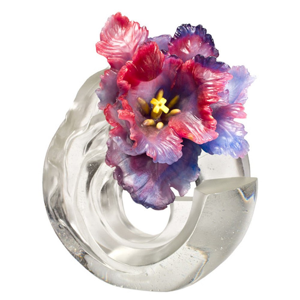 Crystal Flower, Tulip Sculpture, A Chinese Liuli Flower, Sunny Day - LIULI Crystal Art