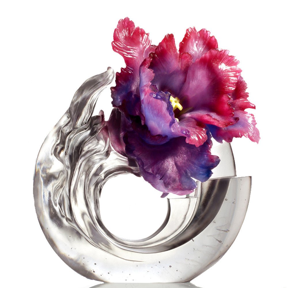 Crystal Flower, Tulip Sculpture, A Chinese Liuli Flower, Sunny Day - LIULI Crystal Art