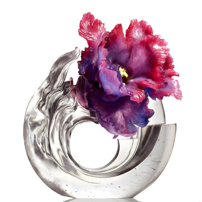 Crystal Flower, Tulip Sculpture, A Chinese Liuli Flower, Sunny Day - LIULI Crystal Art
