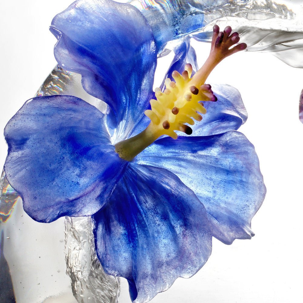 Collector Edition-Crystal Flower,Hibiscus, A Chinese Liuli Flower, Song of the Morning Flower - LIULI Crystal Art