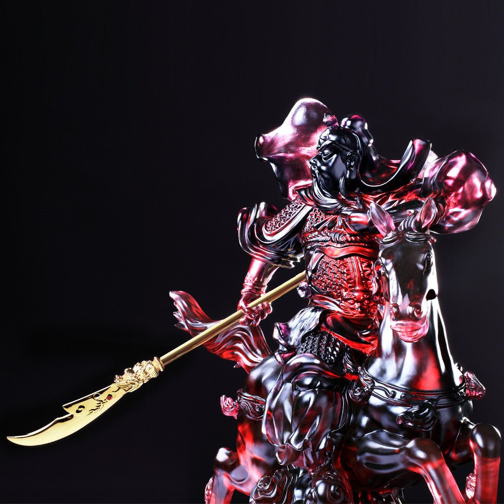 Crystal Guangong, Courageous of General Guan Gong - Righteous One (24K Gold-Plated Sword) - LIULI Crystal Art