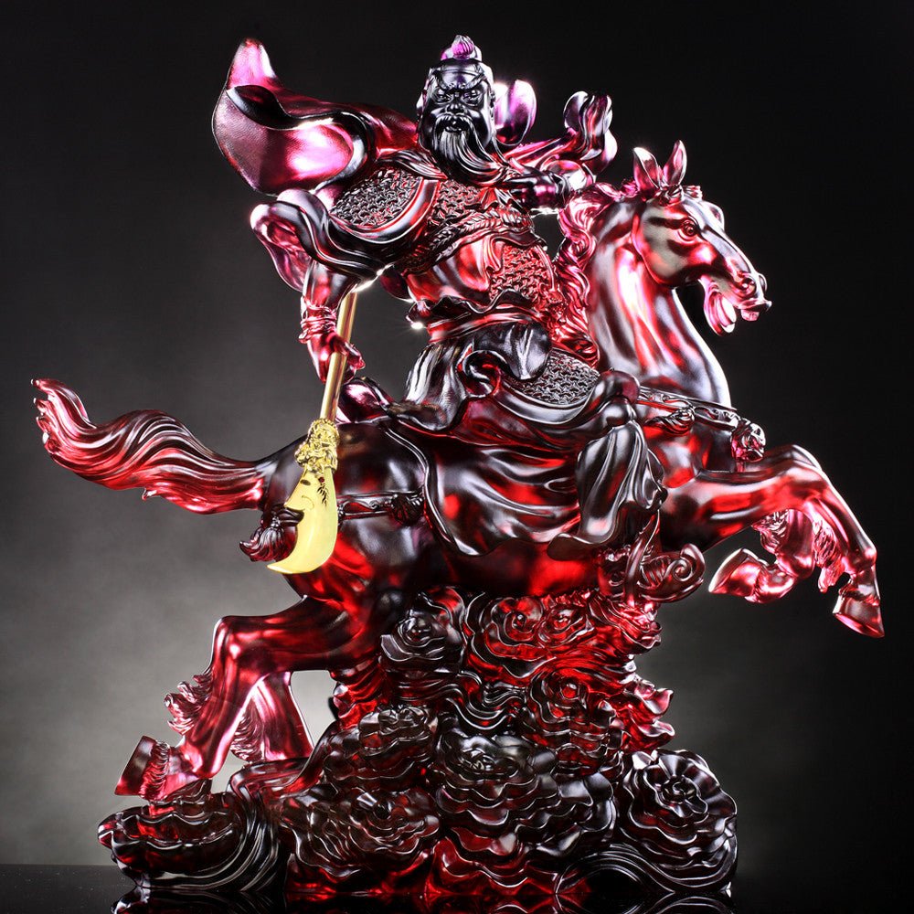 Crystal Guangong, Courageous of General Guan Gong - Righteous One (24K Gold-Plated Sword) - LIULI Crystal Art