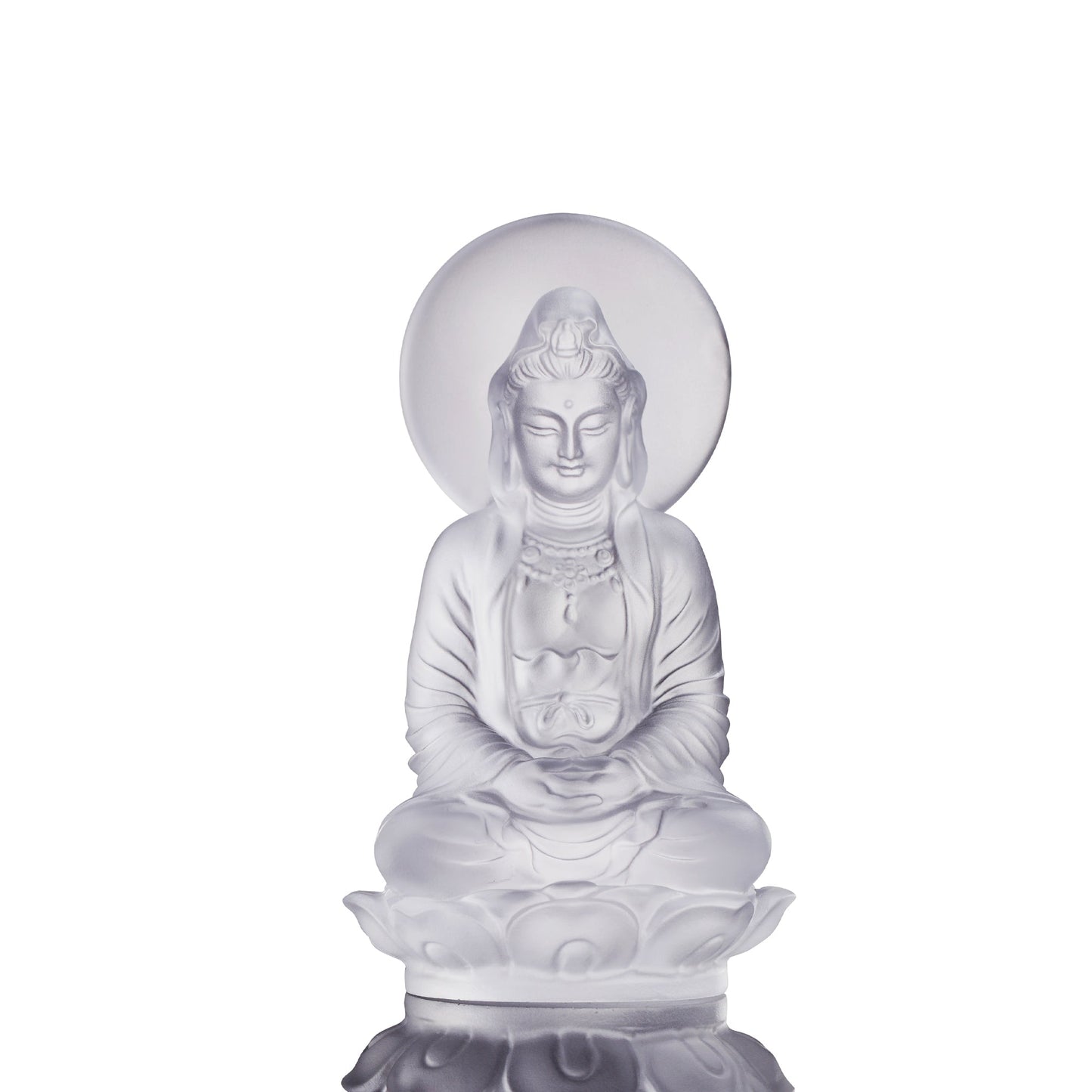 Crystal Guanyin Sculpture, Accompanied By Ease