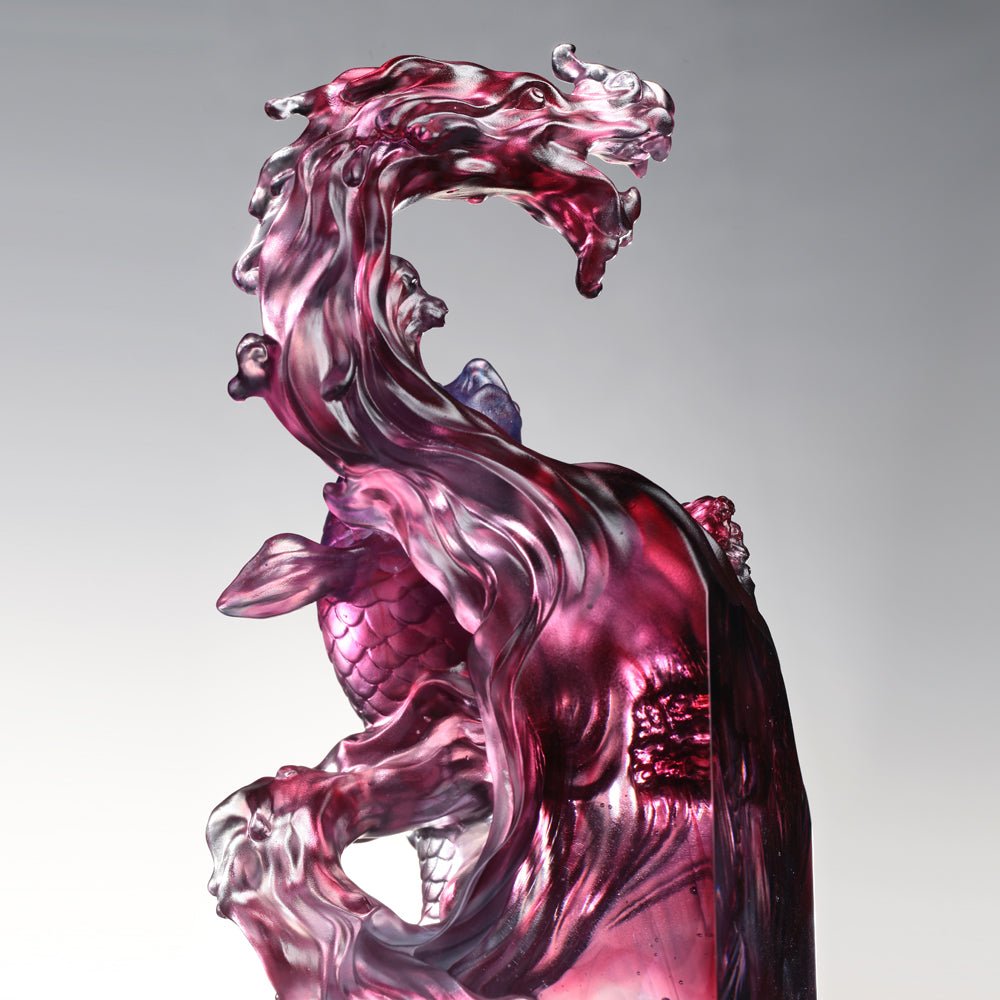 Crystal Mythical Creature, Dragon-Fish, Rising Into the Heavens - LIULI Crystal Art