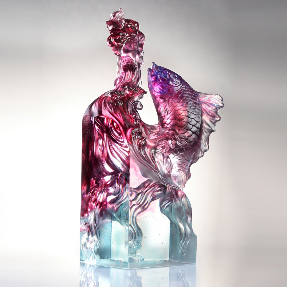 Crystal Mythical Creature, Dragon-Fish, Rising Into the Heavens - LIULI Crystal Art