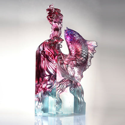 Crystal Mythical Creature, Dragon-Fish, Rising Into the Heavens - LIULI Crystal Art