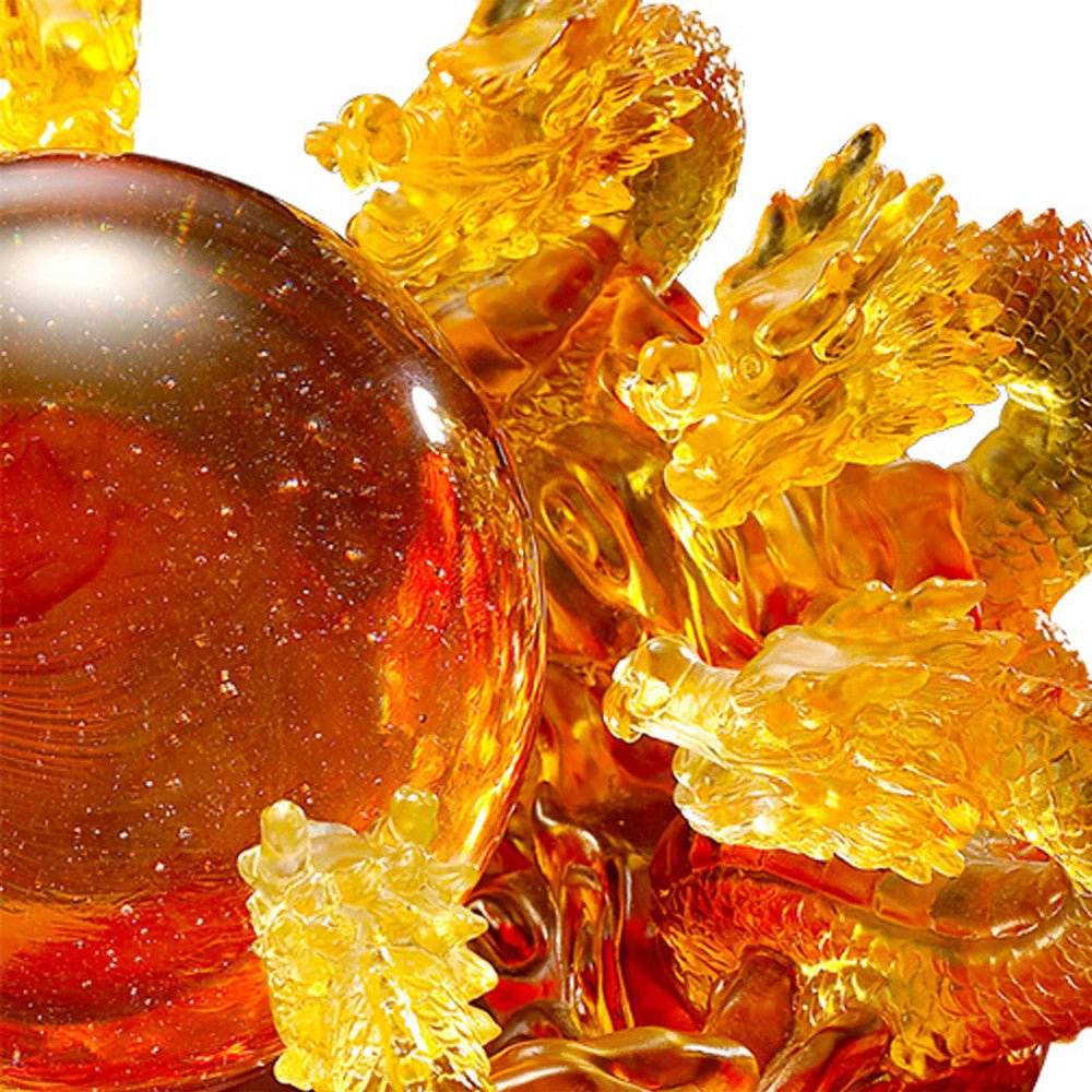 Crystal Mythical Creature, Dragon, The Yin Yang Cycle of Nine Dragons - LIULI Crystal Art