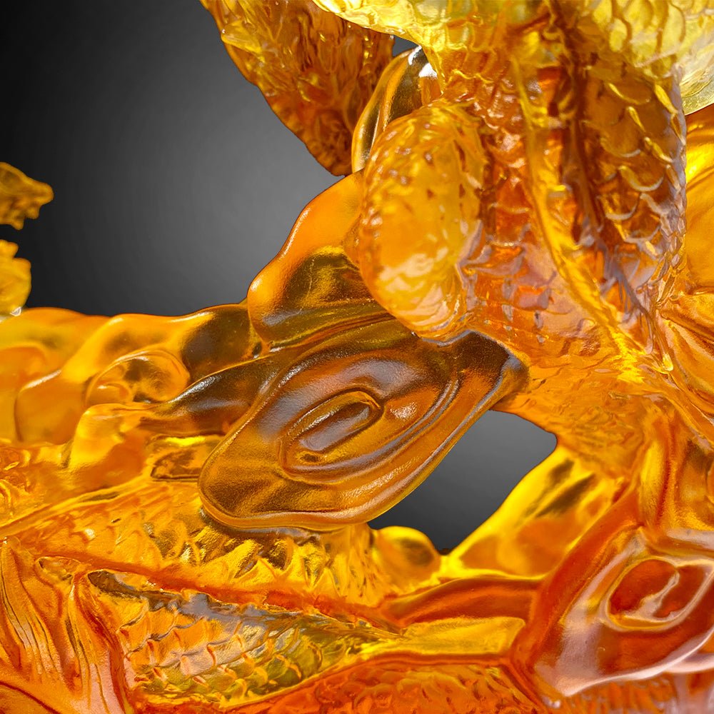 Crystal Mythical Creature, Dragon, The Yin Yang Cycle of Nine Dragons - LIULI Crystal Art