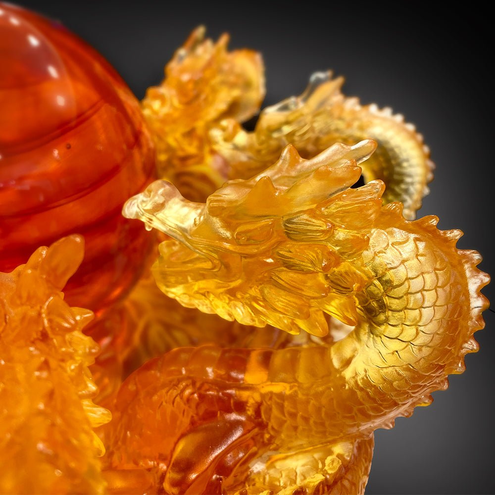 Crystal Mythical Creature, Dragon, The Yin Yang Cycle of Nine Dragons - LIULI Crystal Art