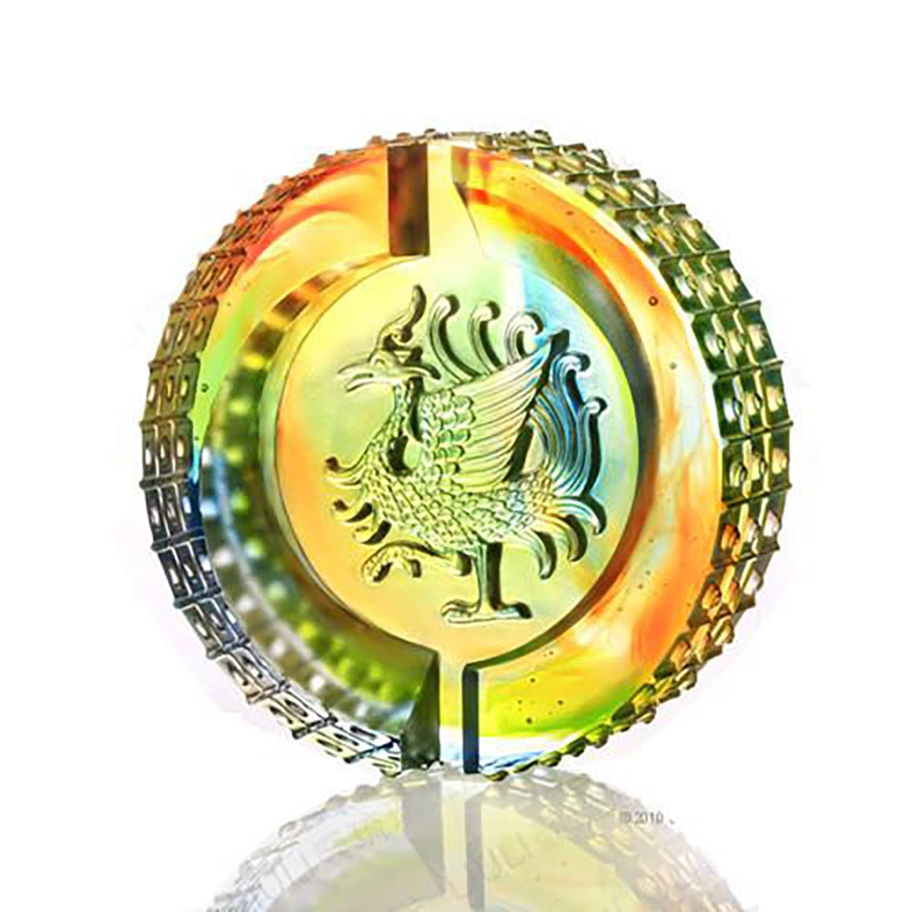 Crystal Mythical Creature, Phoenix, Splendor of the Vermillion Bird, Guardian of the South - LIULI Crystal Art