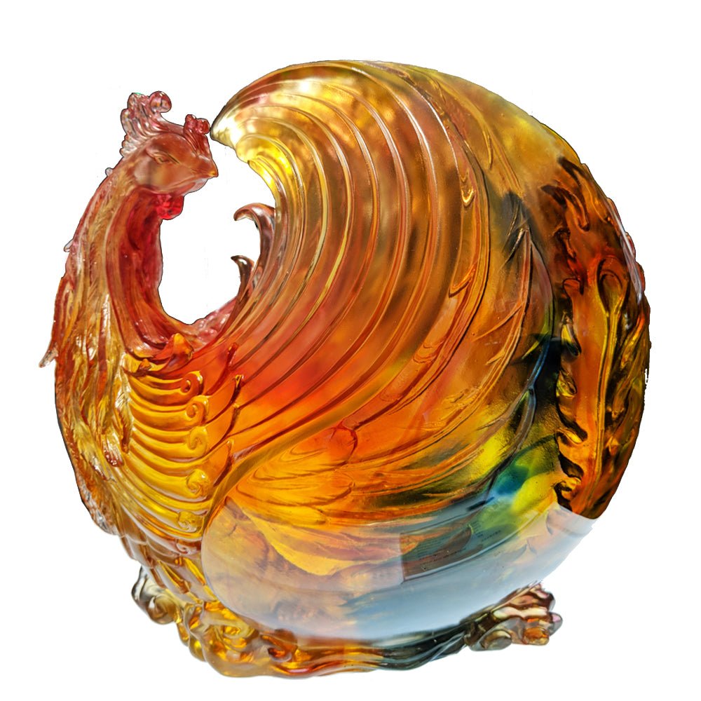 Crystal Mythological Bird, Pheonix, Lifted By Winds, High Above Clouds - LIULI Crystal Art