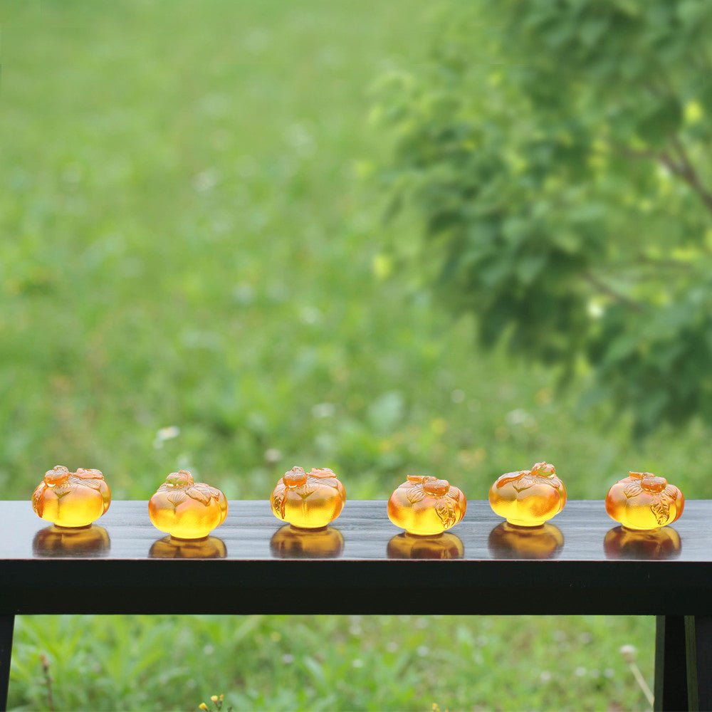 Crystal Paperweight, Feng Shui, Persimmon, Good Things Come in Pairs - LIULI Crystal Art