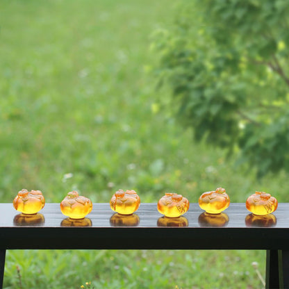 Crystal Paperweight, Feng Shui, Persimmon, Good Things Come in Pairs - LIULI Crystal Art