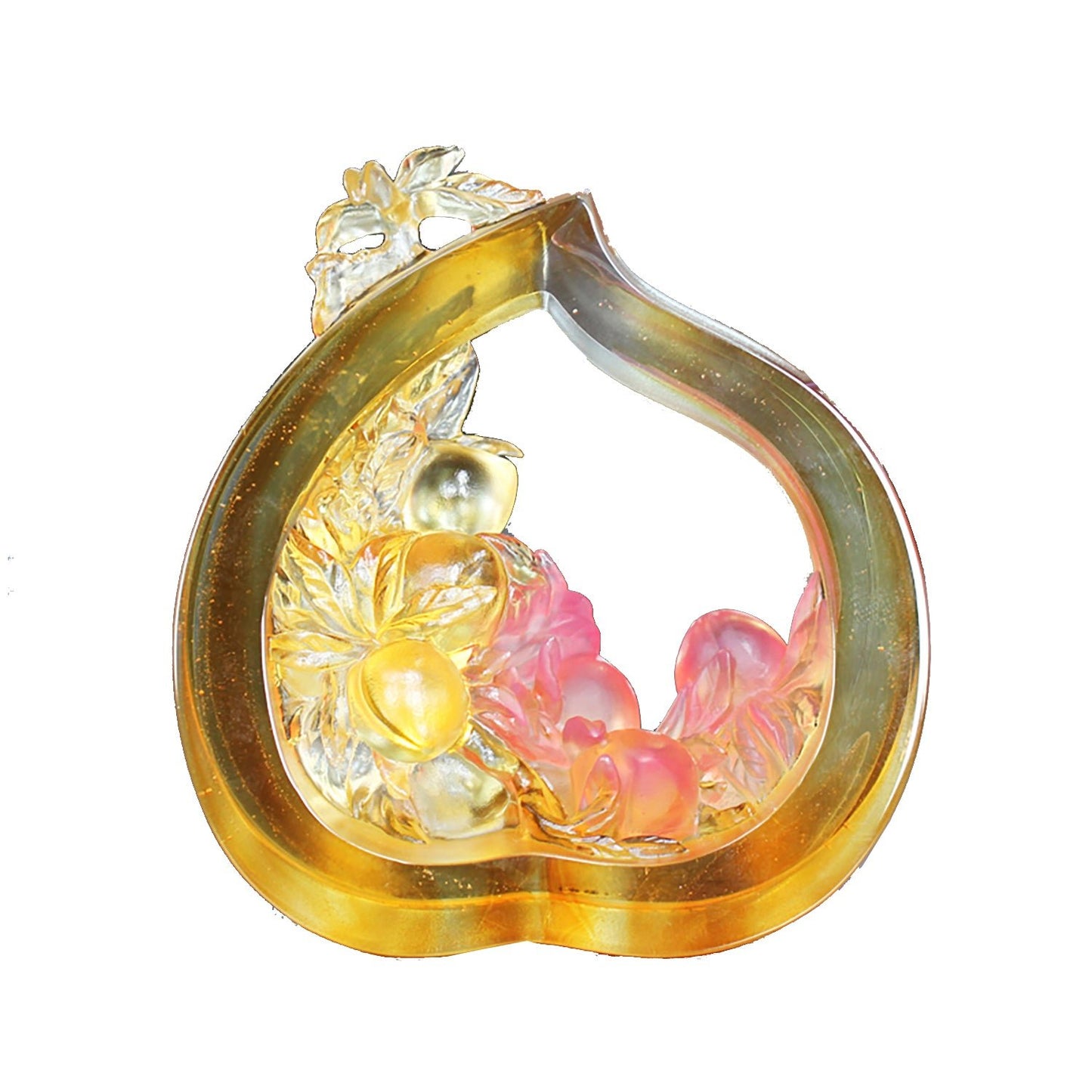 Crystal Peace Figurine, Spring Peach of Longevity - LIULI Crystal Art