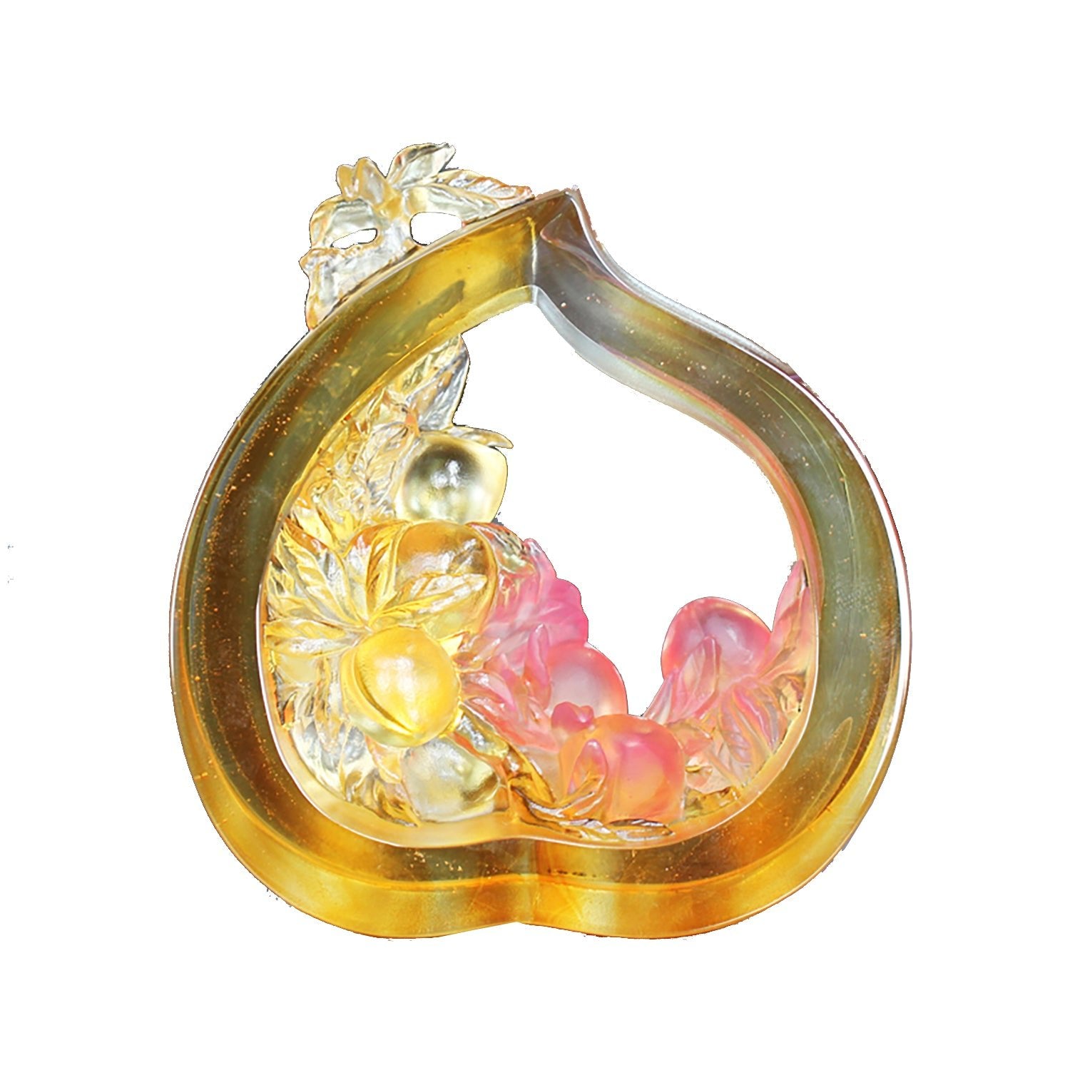 Crystal Peace Figurine, Spring Peach of Longevity - LIULI Crystal Art