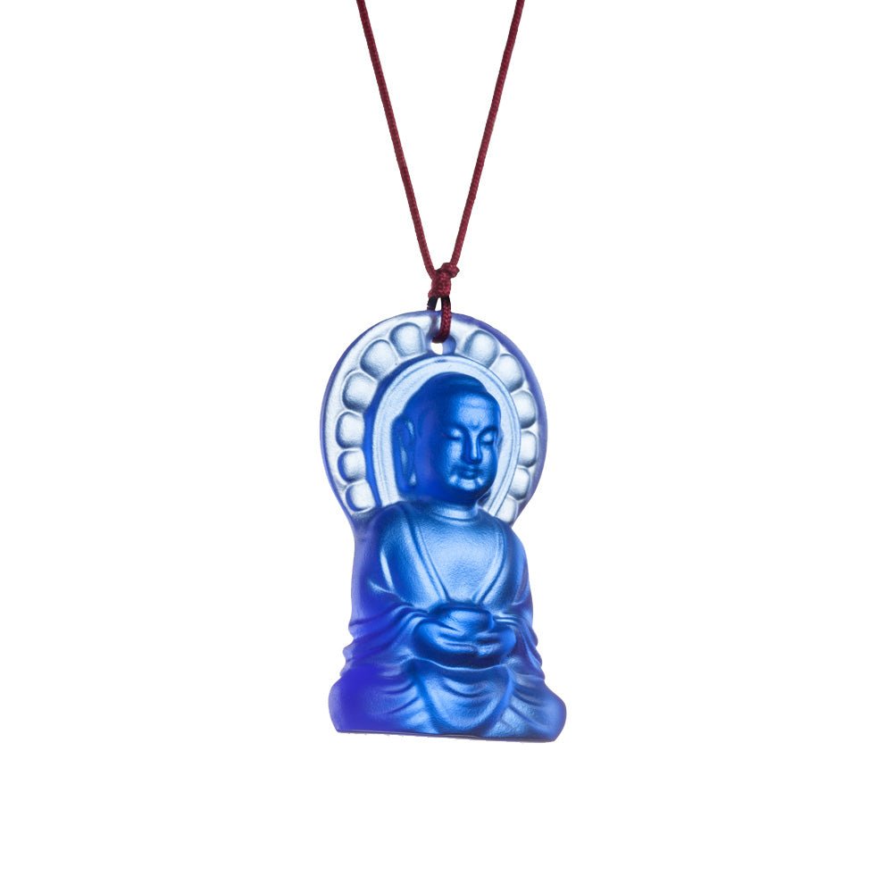 Crystal Pendant, Necklace, Medicine Buddha, Luminosity at Hand - LIULI Crystal Art