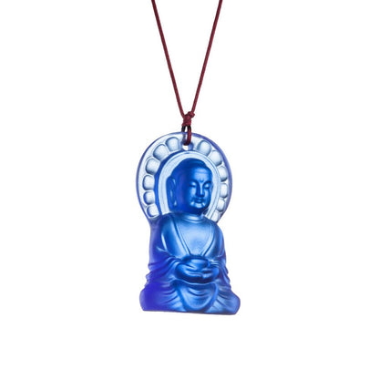 Crystal Pendant, Necklace, Medicine Buddha, Luminosity at Hand - LIULI Crystal Art