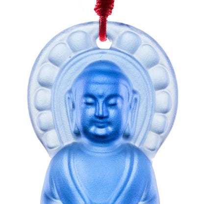 Crystal Pendant, Necklace, Medicine Buddha, Luminosity at Hand - LIULI Crystal Art