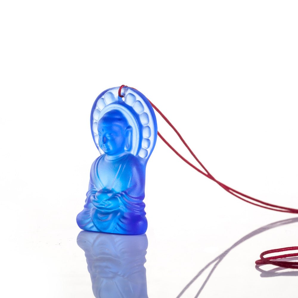 Crystal Pendant, Necklace, Medicine Buddha, Luminosity at Hand - LIULI Crystal Art