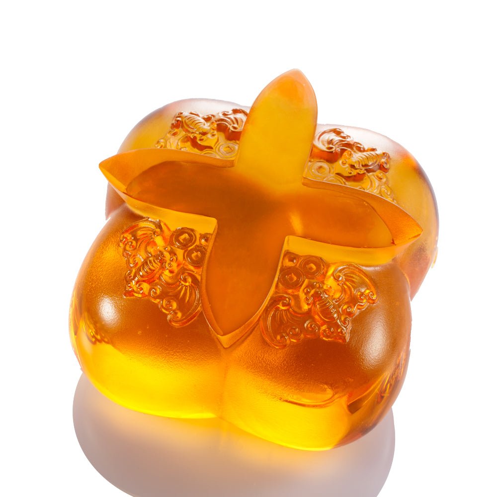 Crystal Persimmon, Kitchen Decor, Fortune Four Ways - LIULI Crystal Art
