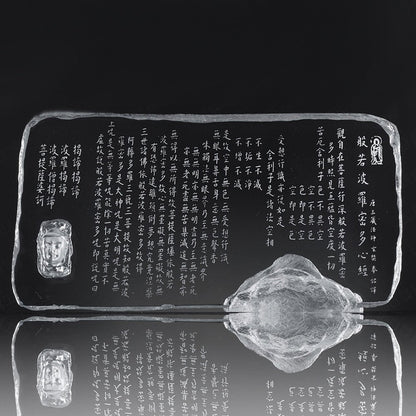 Crystal Plate, Heart Sutra, Desk Decor, A Tranquil Heart - LIULI Crystal Art