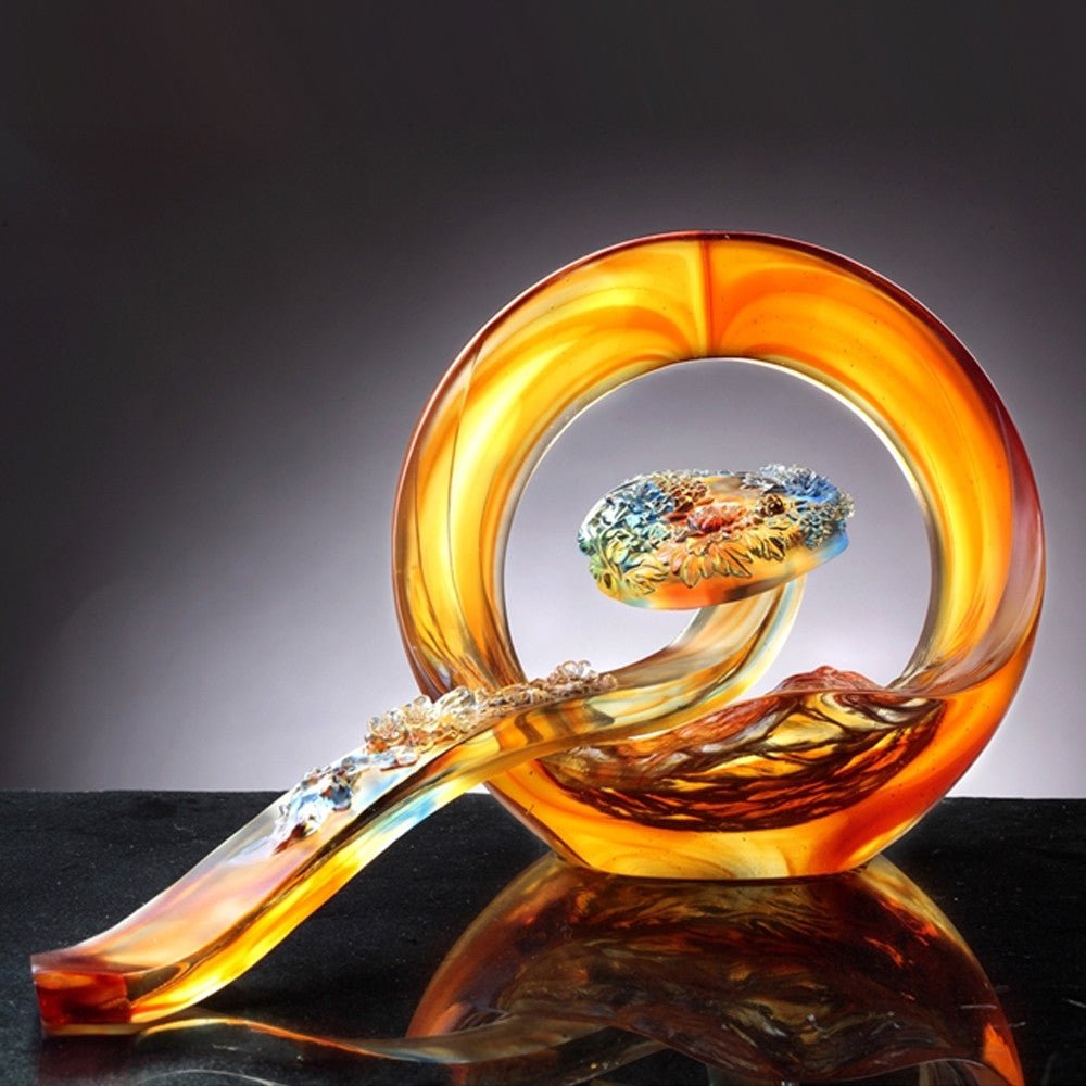 '-- DELETE -- Crystal Ruyi, Fengshui, Beautiful Floral Profusion of Ruyi - LIULI Crystal Art