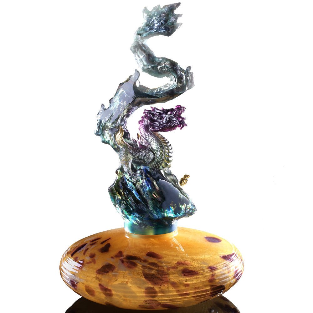 Crystal Treasure Vase, Feng Shui, Dragon of Earth Element, Heavenly Exaltation Baoping - LIULI Crystal Art