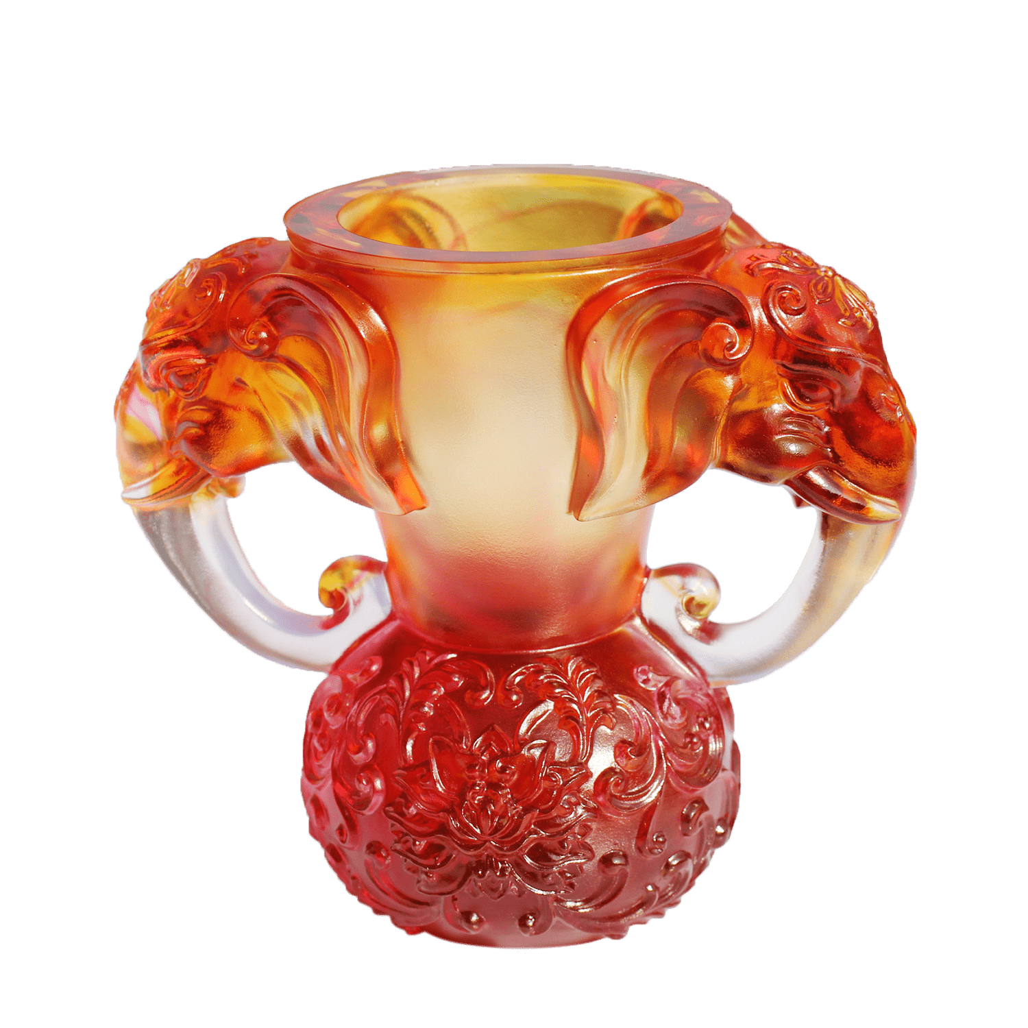 Crystal Vessel, Animal, Elephant, Full of Prosperity and Honor Around - LIULI Crystal Art