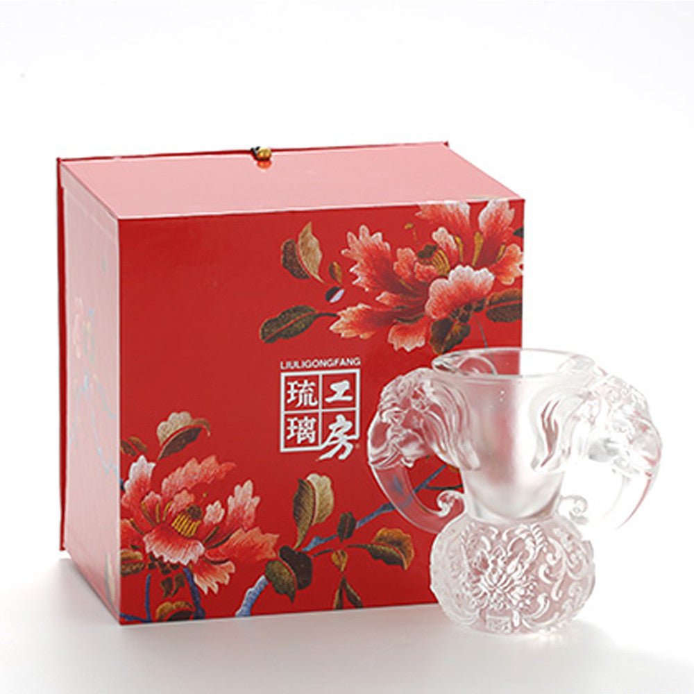 Crystal Vessel, Animal, Elephant, Full of Prosperity and Honor Around - LIULI Crystal Art