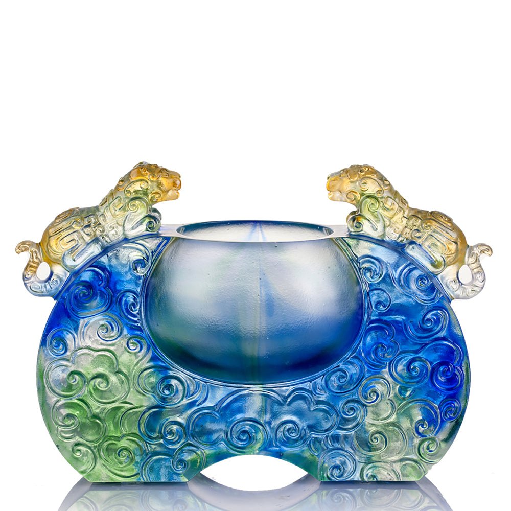 Crystal Vessel, Chinese Ding, A Majestic Duo - LIULI Crystal Art