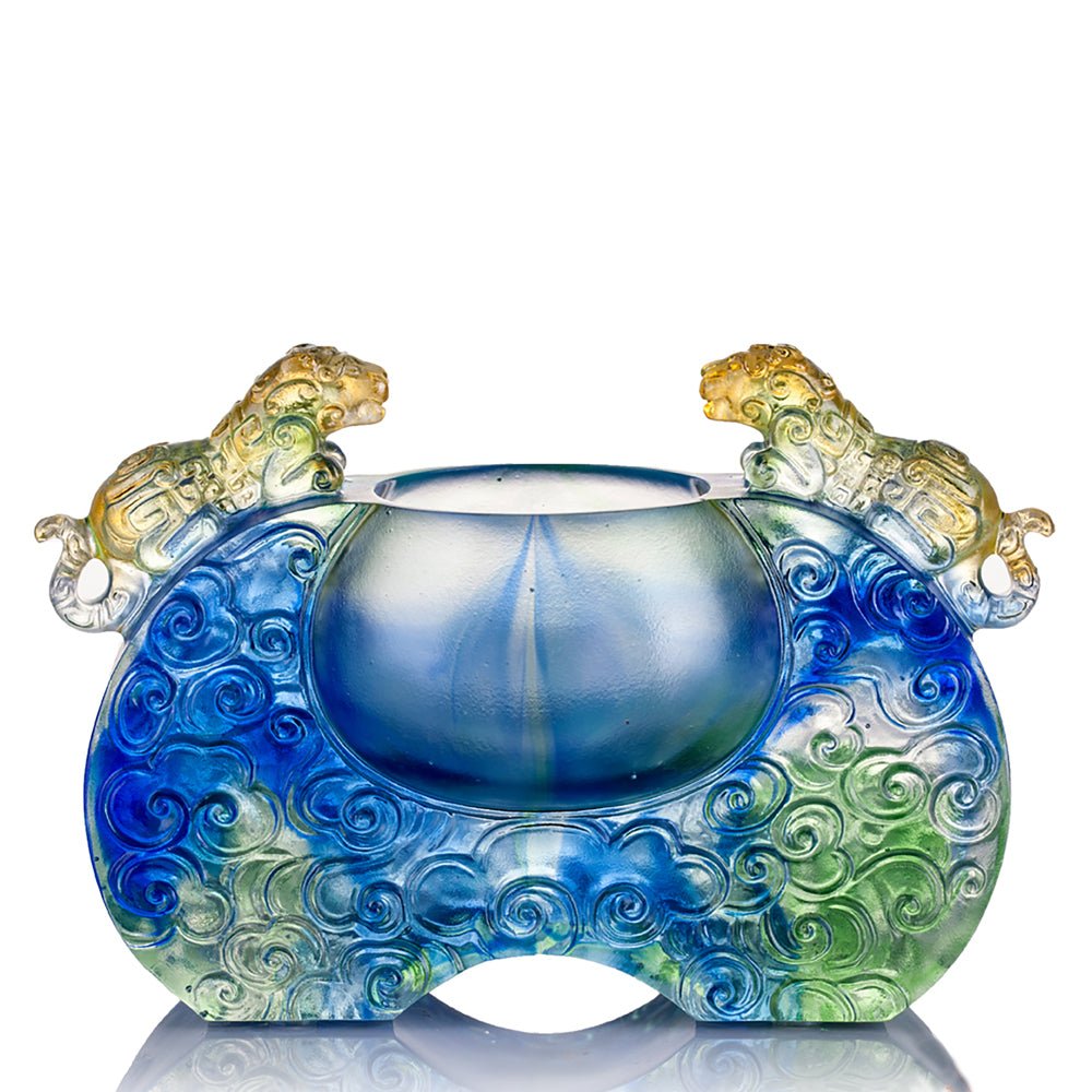 Crystal Vessel, Chinese Ding, A Majestic Duo - LIULI Crystal Art