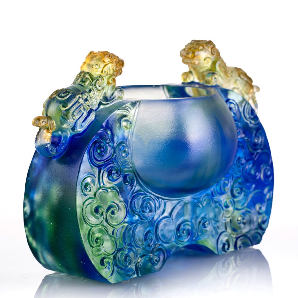 Crystal Vessel, Chinese Ding, A Majestic Duo - LIULI Crystal Art