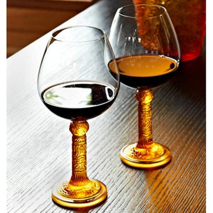 Crystal Wine Goblet, Burgundy Glass, Flower Moon Duo (Set of 2) - LIULI Crystal Art