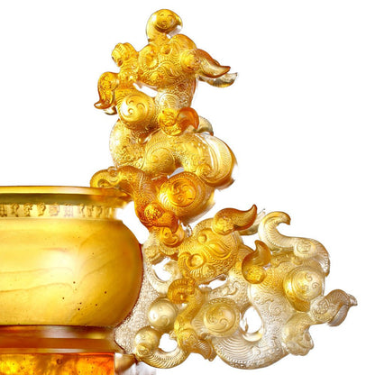 Exultation of Heaven and Earth Ding (Nobility) - Dragon Vessel, Crystal Chinese Ding - LIULI Crystal Art