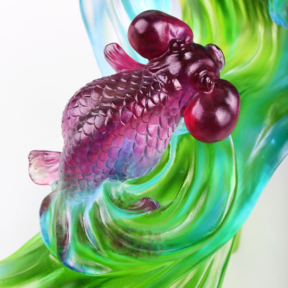 Gold Fish Figurine (Enjoyment) - Echo of Joy - LIULI Crystal Art