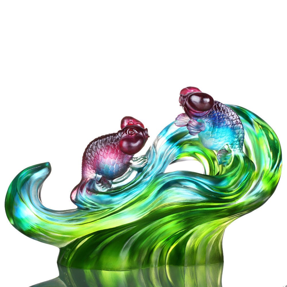 Gold Fish Figurine (Enjoyment) - Echo of Joy - LIULI Crystal Art