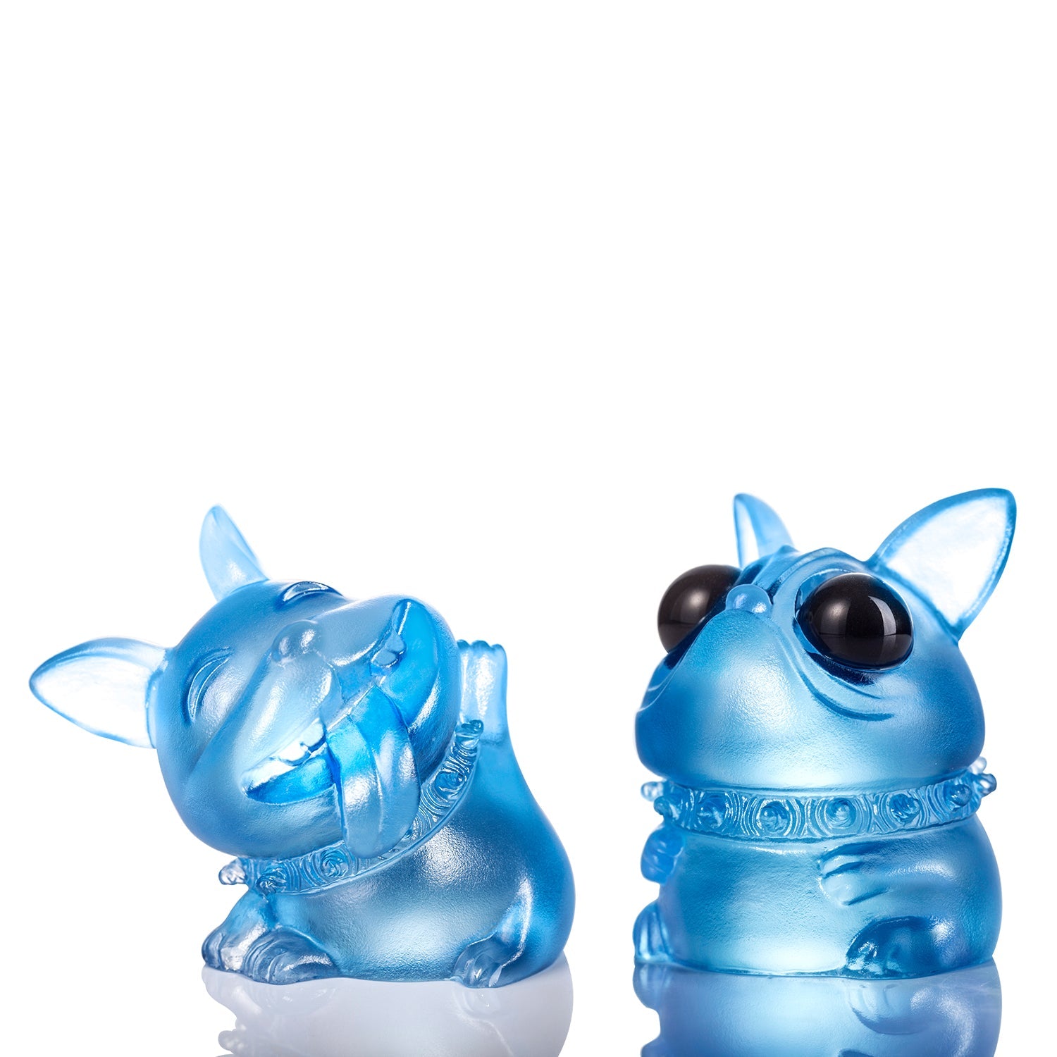 LIULI Chinese Year of the Dog Crystal Sculpture, One and the Same- The Optimists - LIULI Crystal Art