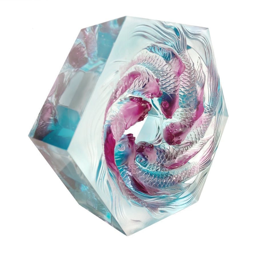 Crystal Fish, Koi Fish, Roiling Waters - LIULI Crystal Art