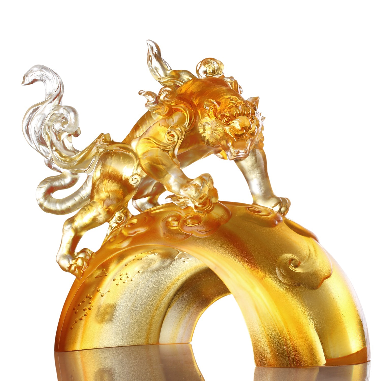 LIULI Crystal Art, Mythical Creature, Divine Tiger - Might - LIULI Crystal Art