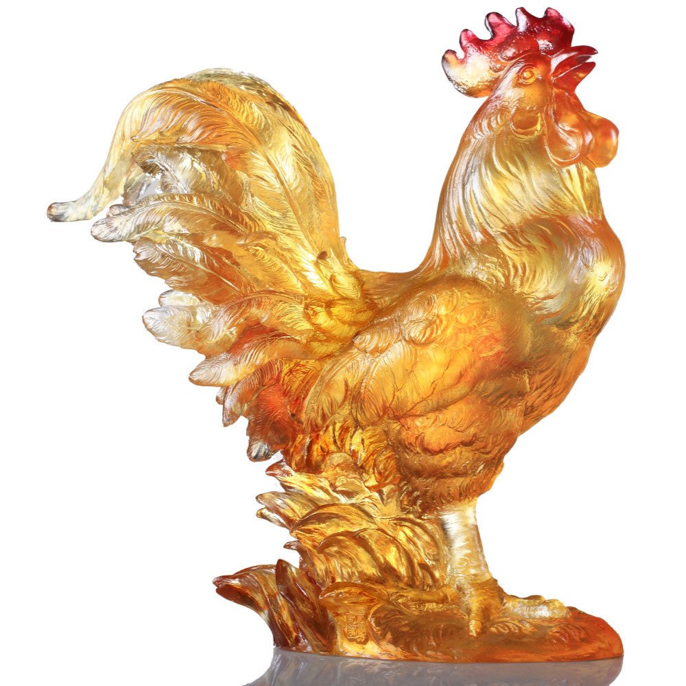 '-- DELETE -- Harmonious Home (Love of Parents), Rooster Figurines & Sculptures (Set of 2) - LIULI Crystal Art