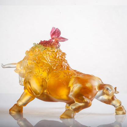 LIULI Crystal Art Year of the Ox Sign Step into Prosperity - LIULI Crystal Art