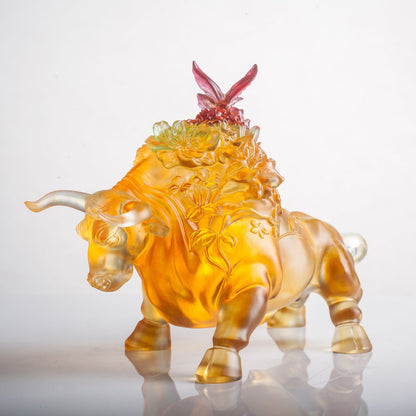 LIULI Crystal Art Year of the Ox Sign Step into Prosperity - LIULI Crystal Art