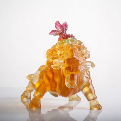 LIULI Crystal Art Year of the Ox Sign Step into Prosperity - LIULI Crystal Art