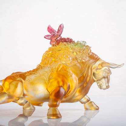 LIULI Crystal Art Year of the Ox Sign Step into Prosperity - LIULI Crystal Art