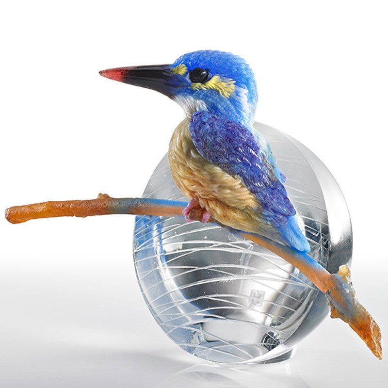 To See, Is To Believe - Kingfisher - Crystal Bird Sculpture - LIULI Crystal Art