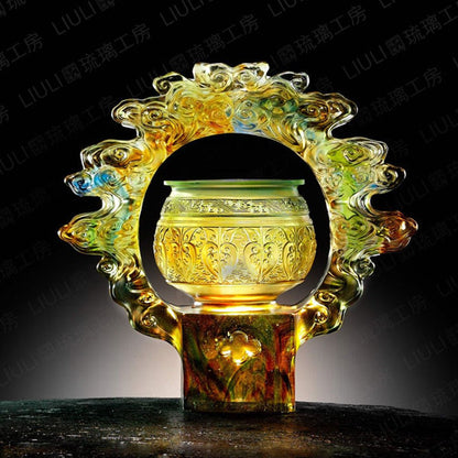 '-- DELETE -- Cruising Heavenly High, Cloud Vessel (Harmony & Peace) - Vessel (Chinese Ding) - LIULI Crystal Art