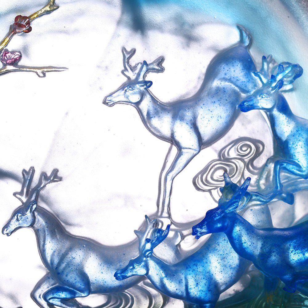 LIULI Crystal Deer Statue Song of Triumph - LIULI Crystal Art